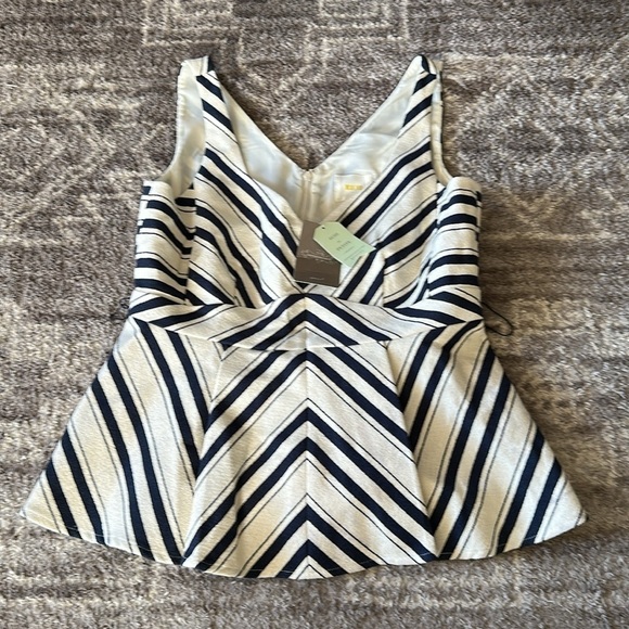 NWT Anthropologie Maeve Mitered Stripe Peplum Top 12 - Picture 1 of 9